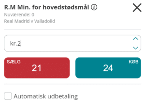 Vi går efter gevinst på et særligt spreadbet.