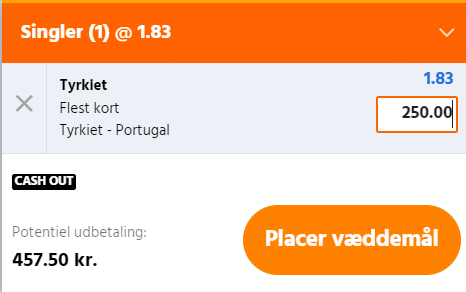 Tyrkiet får flest kort.